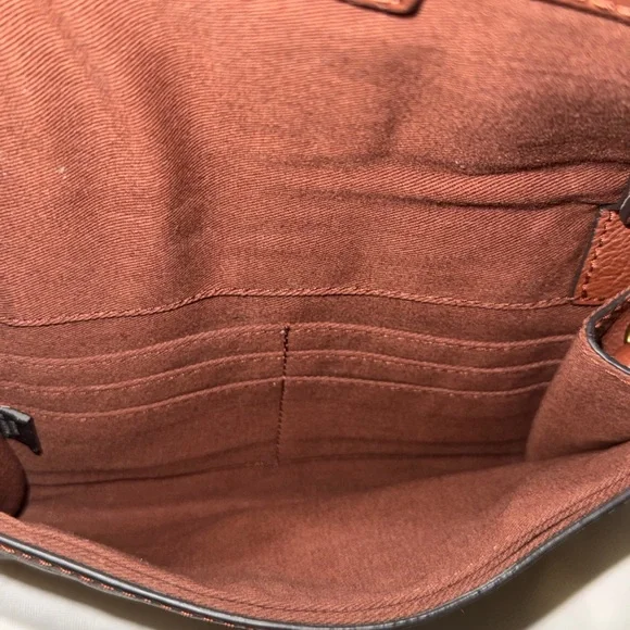 Frye Brown Leather Crossbody Bag with Gold Ring - Picture 4 of 12